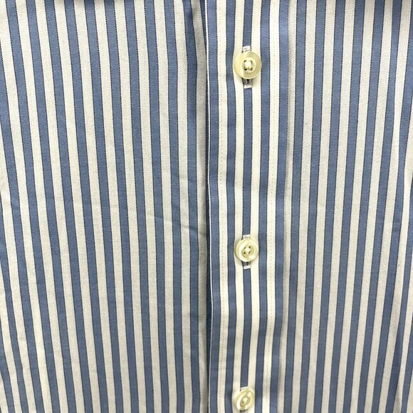 Michael Kors Shirt Mens Large 16  34/35 Blue Button Up Striped Long Sleeves - Picture 9 of 16